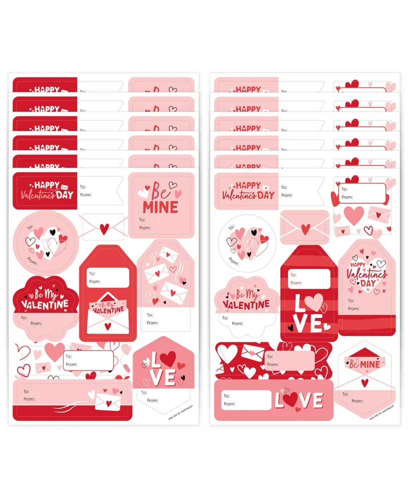 Happy Valentine's Day Assorted Party Gift Tag To and From Stickers 120 Stickers