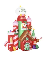 Outsunny 10' Inflatable Christmas Candy Castle, Blow-Up Outdoor Yard Display