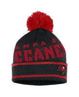 Women's Wear by Erin Andrews Black Tampa Bay Buccaneers Double Jacquard Cuffed Knit Hat with Pom and Gloves Set