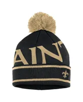 Women's Wear by Erin Andrews Black New Orleans Saints Double Jacquard Cuffed Knit Hat with Pom and Gloves Set