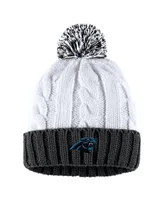 Women's Wear by Erin Andrews Black, White Carolina Panthers Cable Stripe Cuffed Knit Hat with Pom and Scarf Set