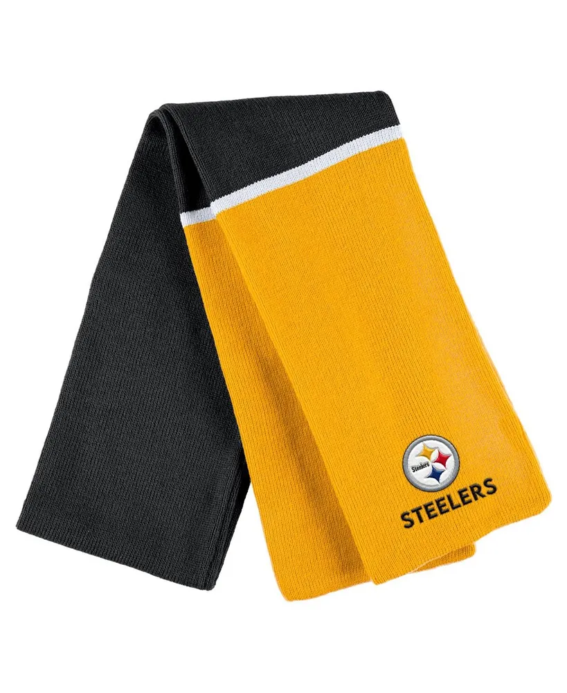 Women's Wear by Erin Andrews Black Pittsburgh Steelers Colorblock Cuffed Knit Hat with Pom and Scarf Set