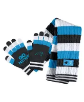 Women's Wear by Erin Andrews Carolina Panthers Striped Scarf and Gloves Set