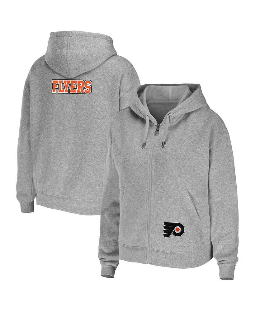 Women's Wear by Erin Andrews Heather Gray Philadelphia Flyers Full-Zip Hoodie