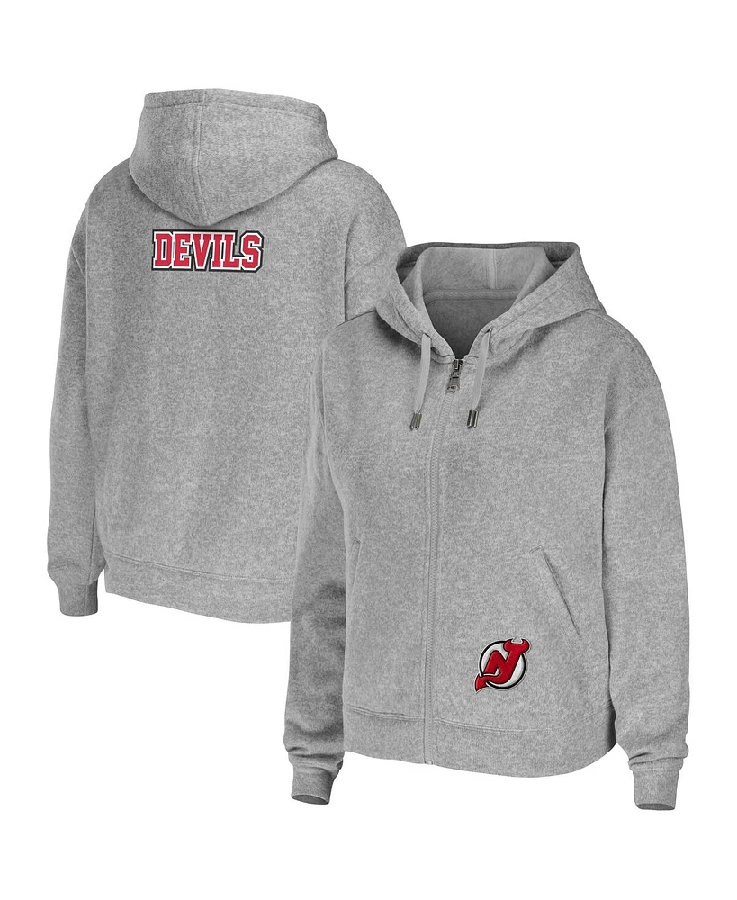 Women's Wear by Erin Andrews Heather Gray New Jersey Devils Full-Zip Hoodie