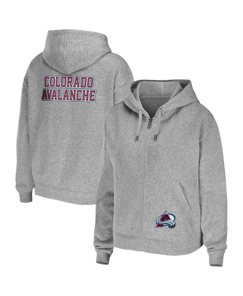 Women's Wear by Erin Andrews Heather Gray Colorado Avalanche Full-Zip Hoodie