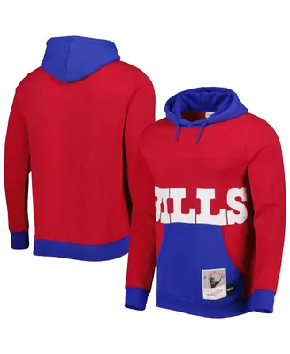 Men's Mitchell & Ness Red Buffalo Bills Big Face 5.0 Pullover Hoodie
