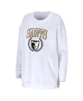 Women's Wear by Erin Andrews White New Orleans Saints Oversized Pullover Sweatshirt