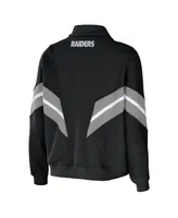 Women's Wear by Erin Andrews Black Las Vegas Raiders Plus Yarn Dye Stripe Full-Zip Jacket