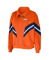 Women's Wear by Erin Andrews Orange Denver Broncos Plus Yarn Dye Stripe Full-Zip Jacket