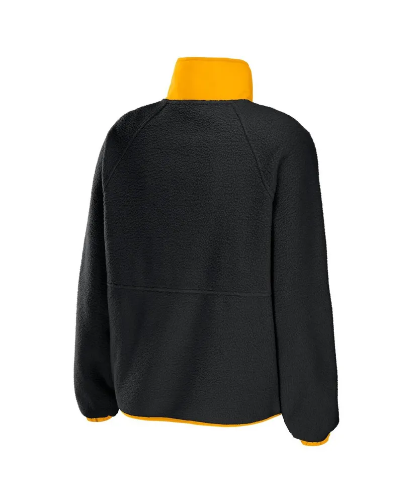 Women's Wear by Erin Andrews Black Pittsburgh Steelers Polar Fleece Raglan Full-Snap Jacket