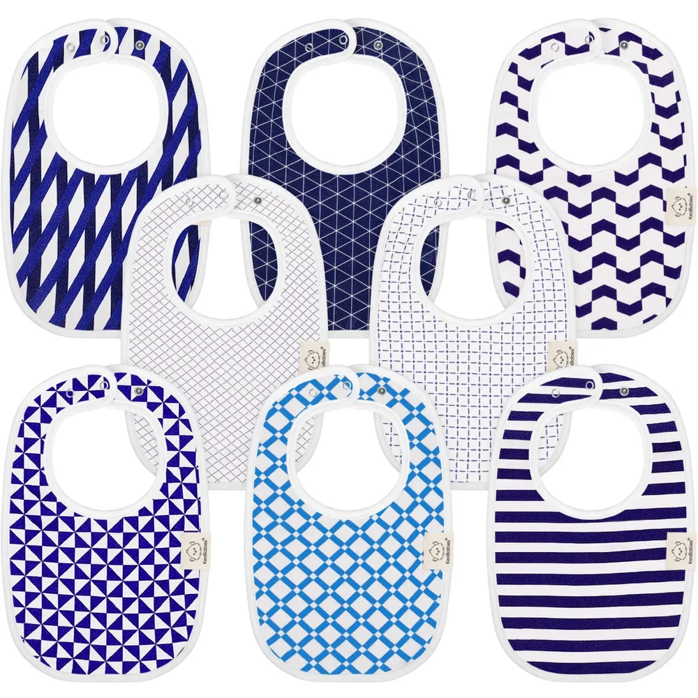 KeaBabies 8pk Organic Baby Bibs for Boy, Drool Bib Boys and Girls, Infant Teething