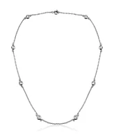 Genevive Sterling Silver Clear Cubic Zirconia Necklace