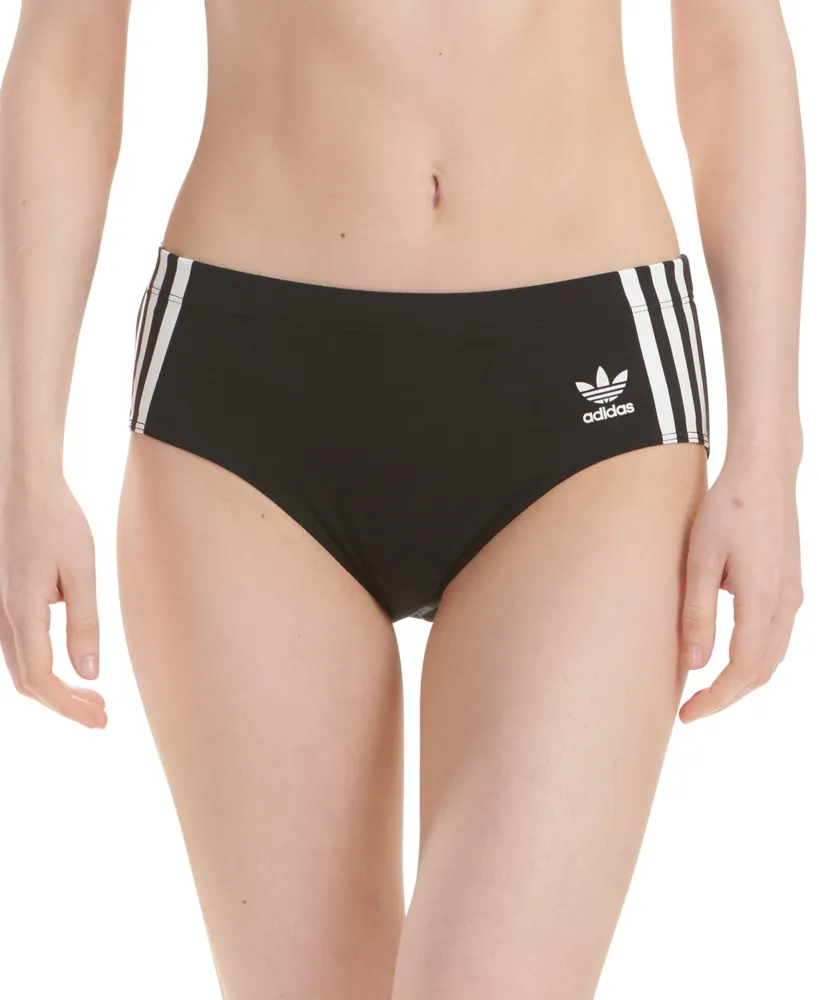 Adidas Originals Intimates Women's 3-stripes Wide-side Thong Underwear  4a1h63 In Black