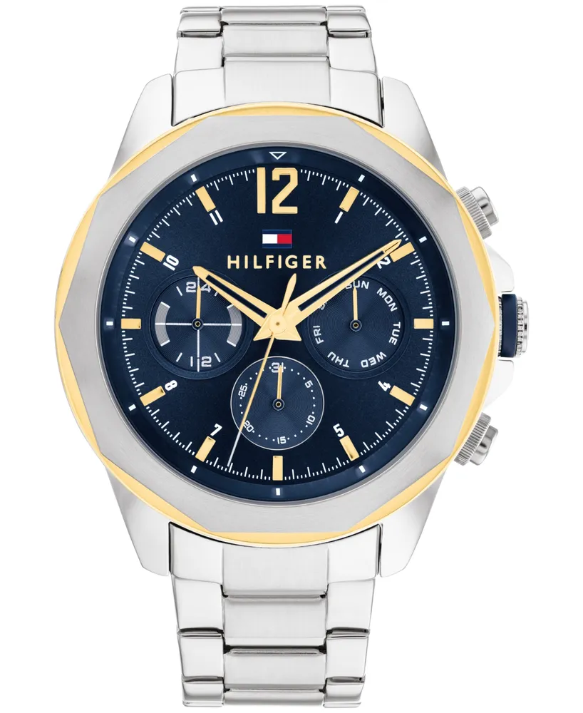 Tommy Hilfiger Men's Multifunction Silver-Tone Stainless Steel Bracelet Watch 46mm