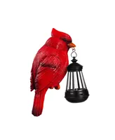 Evergreen Fence Hanger with Solar Lantern, Cardinal- 5x11x7 in Decorative Outdoor Lighting