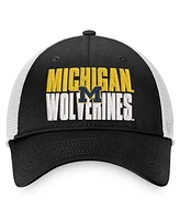 Men's Top of the World Black, White Michigan Wolverines Stockpile Trucker Snapback Hat