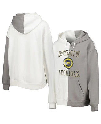 Women's Gameday Couture Gray, White Michigan Wolverines Split Pullover Hoodie