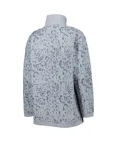 Women's Gameday Couture Heather Gray Florida State Seminoles Leopard Quarter-Zip Sweatshirt