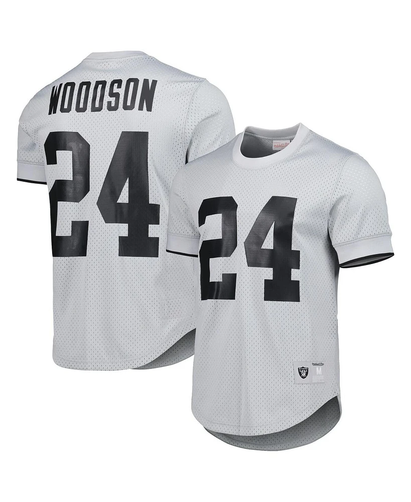 Men's Mitchell & Ness Charles Woodson Gray Oakland Raiders Retired Player Name and Number Mesh Top