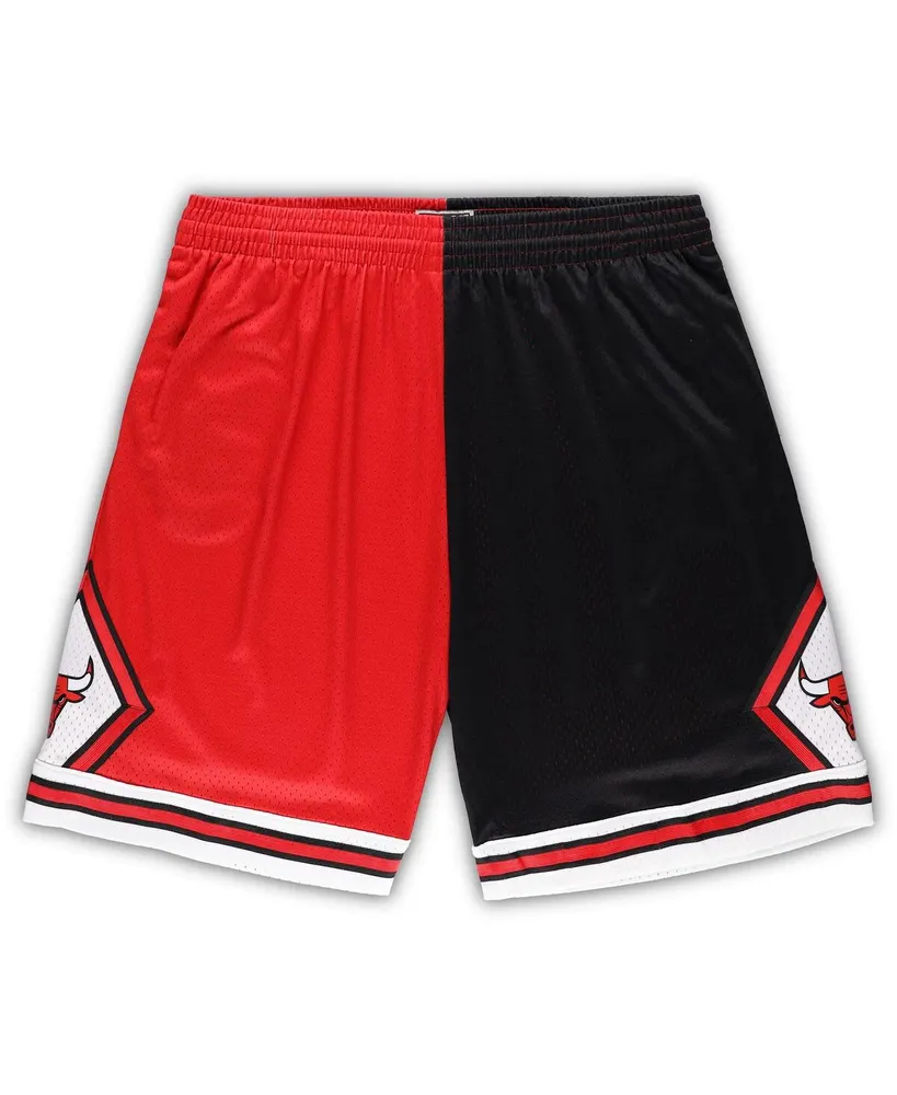 Men's Mitchell & Ness Red, Black Chicago Bulls Big and Tall Hardwood Classics Split Swingman Shorts