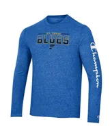 Men's Champion Heather Royal St. Louis Blues Tri-Blend Long Sleeve T-shirt