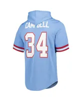 Men's Mitchell & Ness Earl Campbell Light Blue Houston Oilers Retired Player Mesh Name and Number Hoodie T-shirt