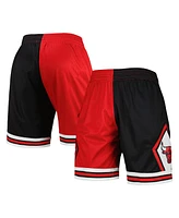 Men's Mitchell & Ness Black, Red Chicago Bulls Hardwood Classics 1997 Split Swingman Shorts