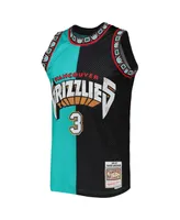 Men's Mitchell & Ness Shareef Abdur-Rahim Turquoise, Black Vancouver Grizzlies Hardwood Classics 1996-97 Split Swingman Jersey