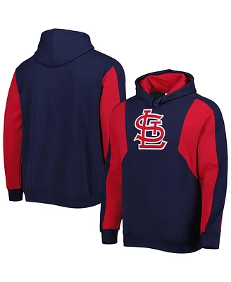 Men's Mitchell & Ness Navy, Red St. Louis Cardinals Colorblocked Fleece Pullover Hoodie