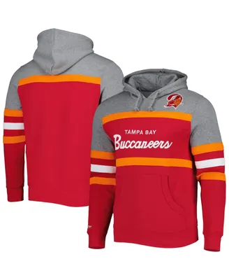 Men's Mitchell & Ness Red, Heathered Gray Tampa Bay Buccaneers Head Coach Pullover Hoodie