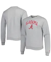 Men's League Collegiate Wear Heather Gray Alabama Crimson Tide 1965 Arch Essential Fleece Pullover Sweatshirt