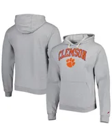 Men's League Collegiate Wear Heather Gray Clemson Tigers Arch Essential Fleece Pullover Hoodie