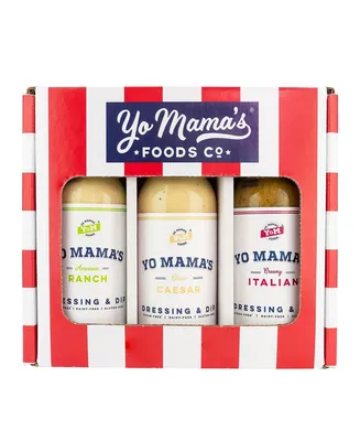 Yo Mama's Foods Low-Carb Dressings Gift Set | Includes (1 ) Ranch, (1) Caesar, (1 ) Italian | Sugar-Free | Dairy-Free | Gluten