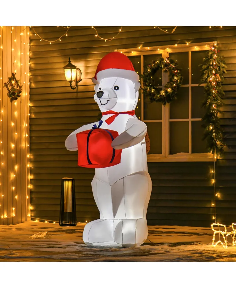 Homcom 6' Christmas Inflatable Polar Bear w/ Present Blow-Up Yard Decoration