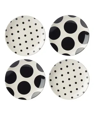 Kate Spade on the Dot Assorted Tidbit Plates 4 Piece Set, Service for 4