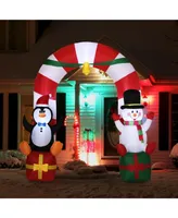 Outsunny 9' Christmas Inflatable Candy Cane Archway BlowUp Outdoor Display - Multi