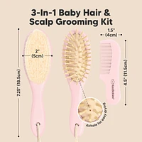 KeaBabies Baby Hair Brush and Comb Set, Oval Wooden Set for Newborns, Infant, Toddler Grooming Kit