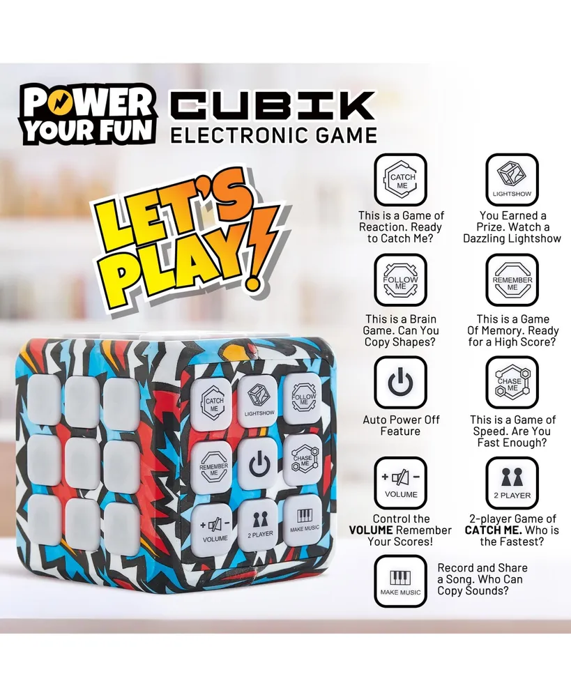Power Your Fun Cubik Led Flashing Cube Memory Game - Action - Assorted Pre