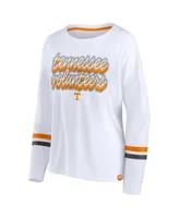 Women's Fanatics White Tennessee Volunteers Retro Power Striped Long Sleeve T-shirt