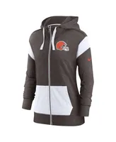 Women's Nike Heathered Brown and Heathered White Cleveland Browns Monaco Full-Zip Hoodie