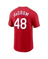 Men's Nike Jacob deGrom Red Texas Rangers 2023 Name and Number T-shirt