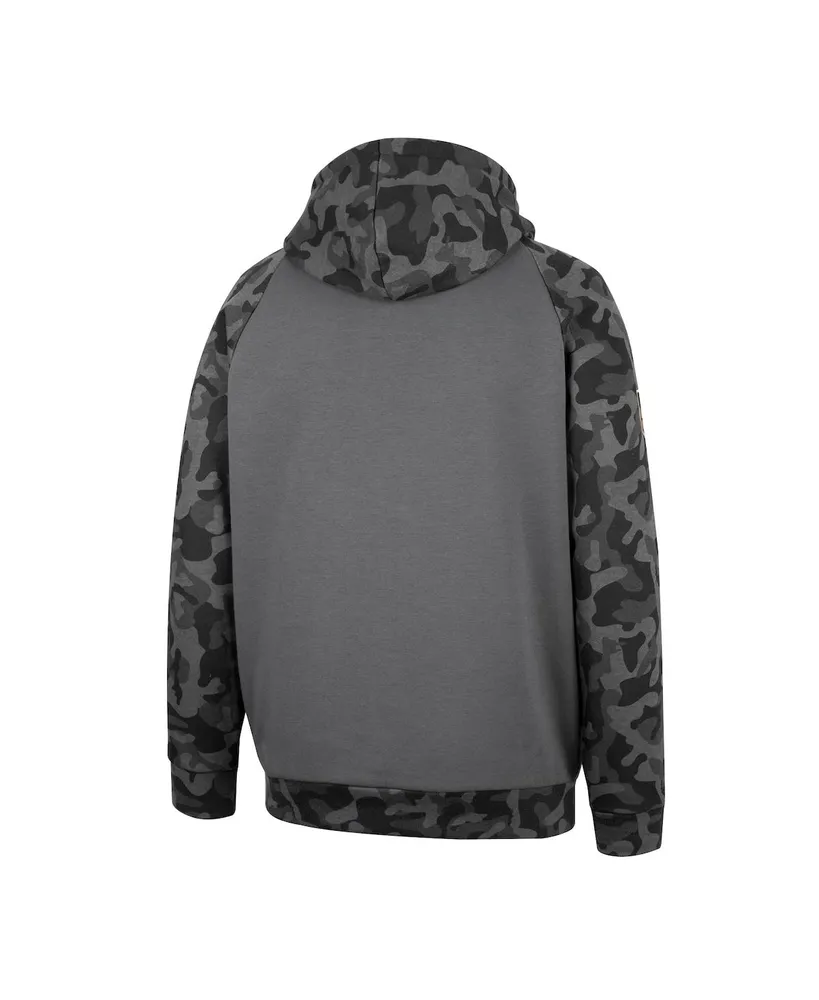 Men's Colosseum Charcoal Oklahoma Sooners Oht Military-Inspired Appreciation Camo Stack Raglan Pullover Hoodie