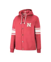 Women's Colosseum Scarlet Nebraska Huskers Mia Striped Full-Snap Hoodie Jacket