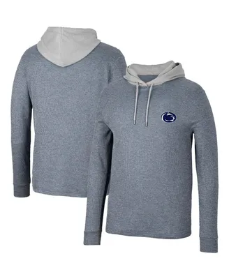 Men's Colosseum Navy Penn State Nittany Lions Ballot Waffle-Knit Thermal Long Sleeve Hoodie T-shirt