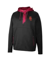 Men's Colosseum Black Usc Trojans Luge 3.0 Quarter-Zip Hoodie