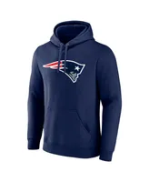 Men's Fanatics Mac Jones Navy New England Patriots Player Icon Name and Number Pullover Hoodie