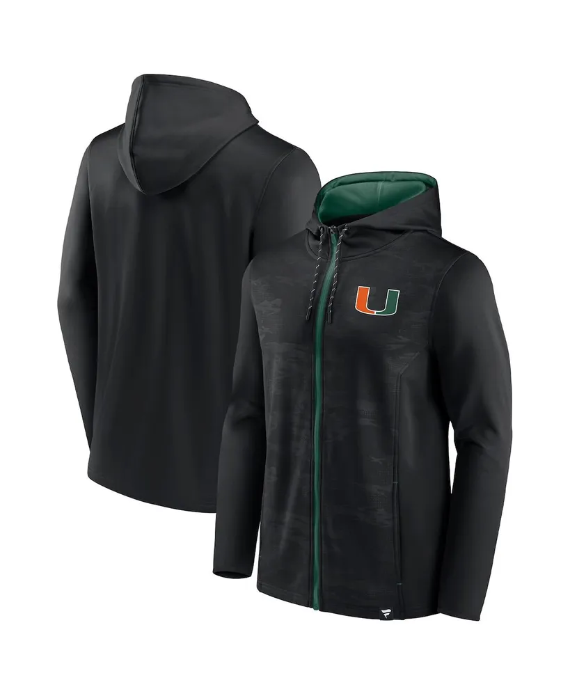 Men's Fanatics Black Miami Hurricanes Ball Carrier Full-Zip Hoodie