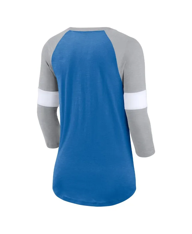 Detroit Lions Nike Women's Football Pride Raglan 3/4-Sleeve T-Shirt -  Blue/Heather Gray