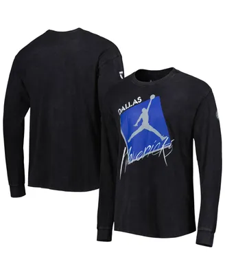 Men's Jordan Black Dallas Mavericks Courtside Max 90 Vintage-Like Wash Statement Edition Long Sleeve T-shirt